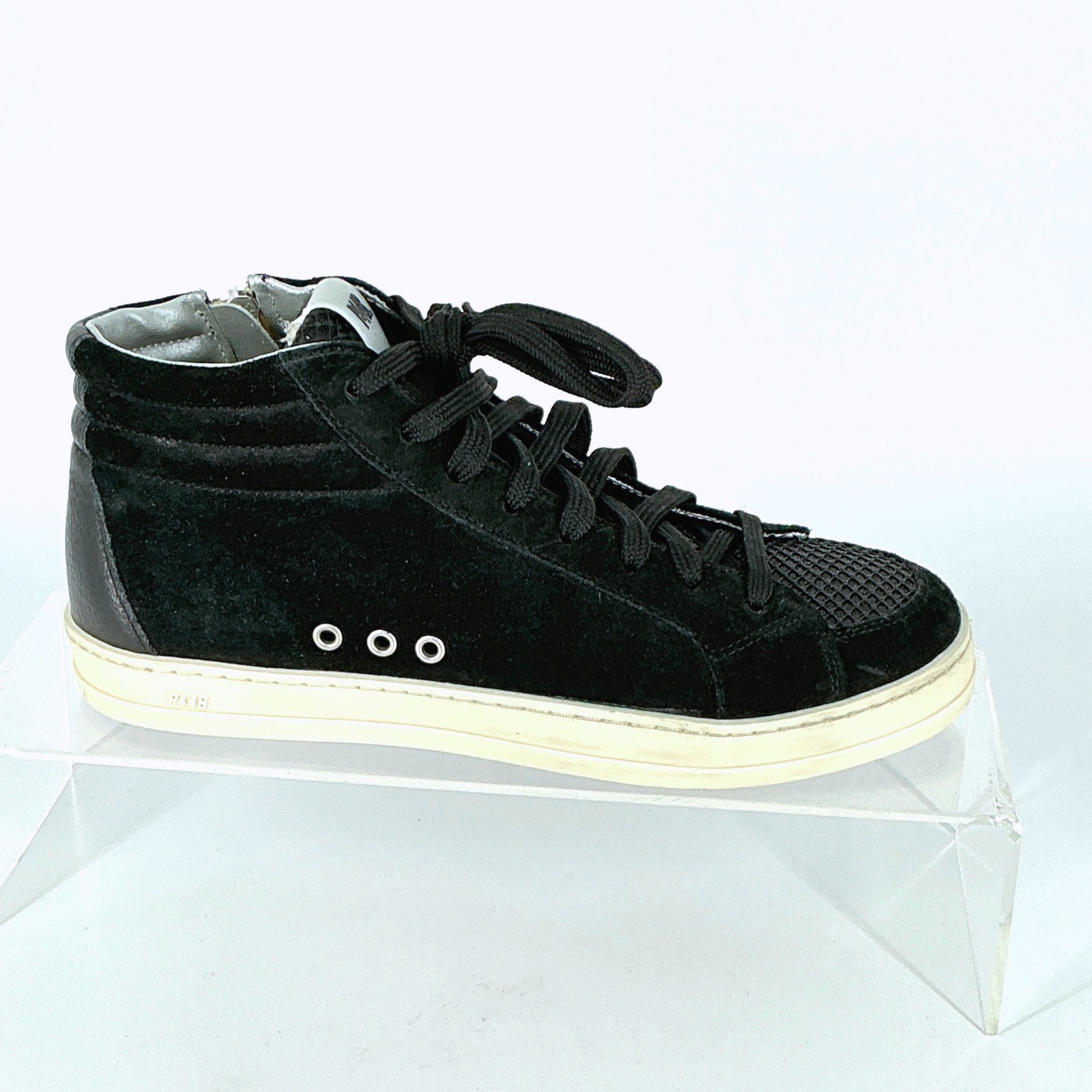 P448 Women Size 37 Us 7 Black Suede Leather Skate High Top Sneakers